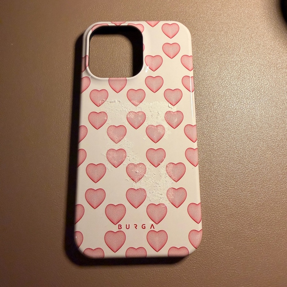 Pink Heart Pattern Phone Case - White & Pink